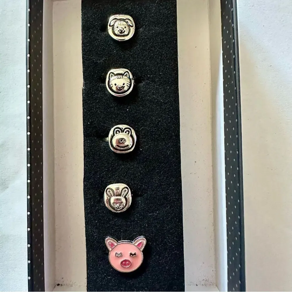 Cute Animal Face Rings Set